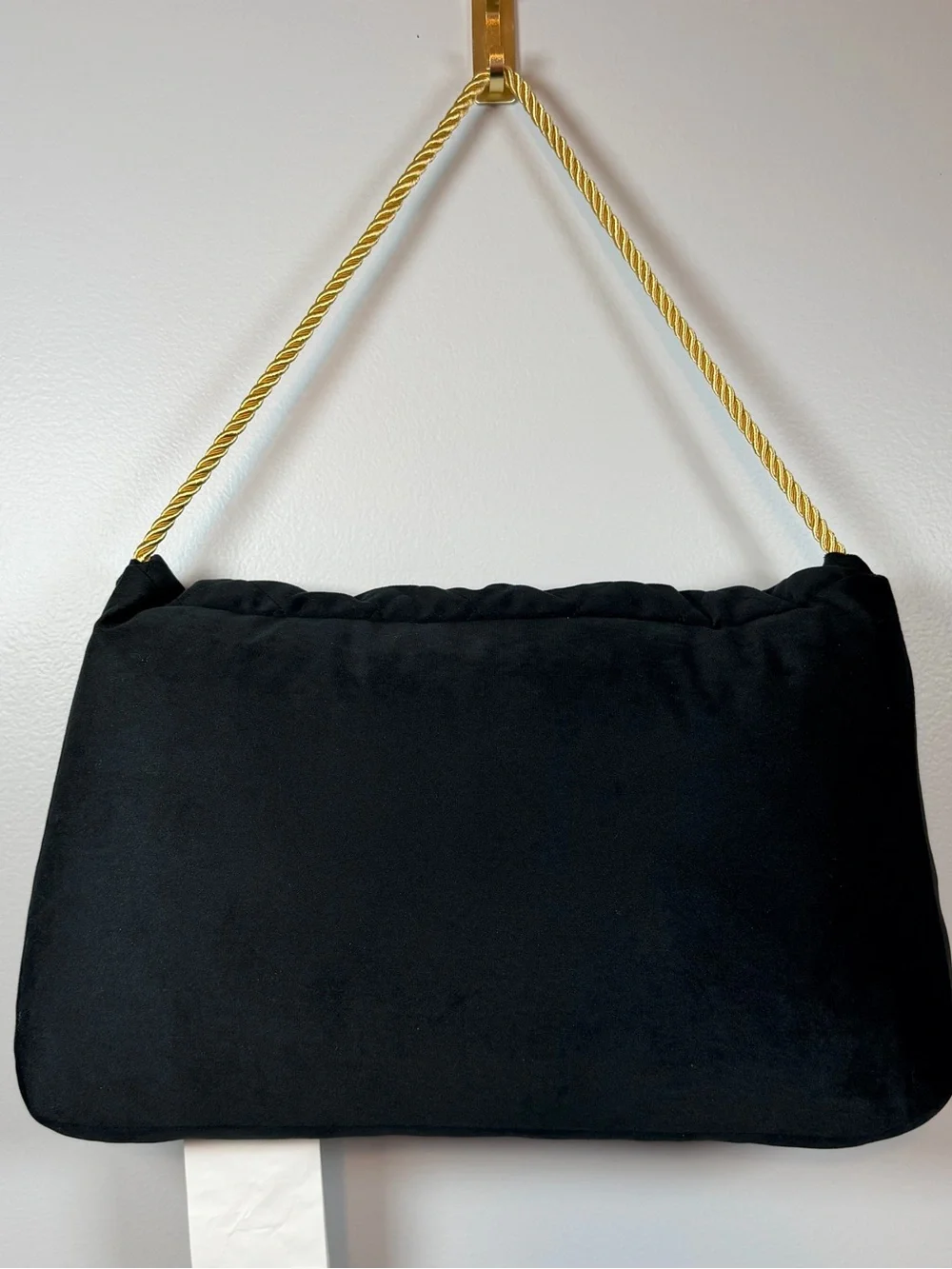 Juicy Couture Home Black Purse Decorative Pillow Gold Logo NWT 10x16